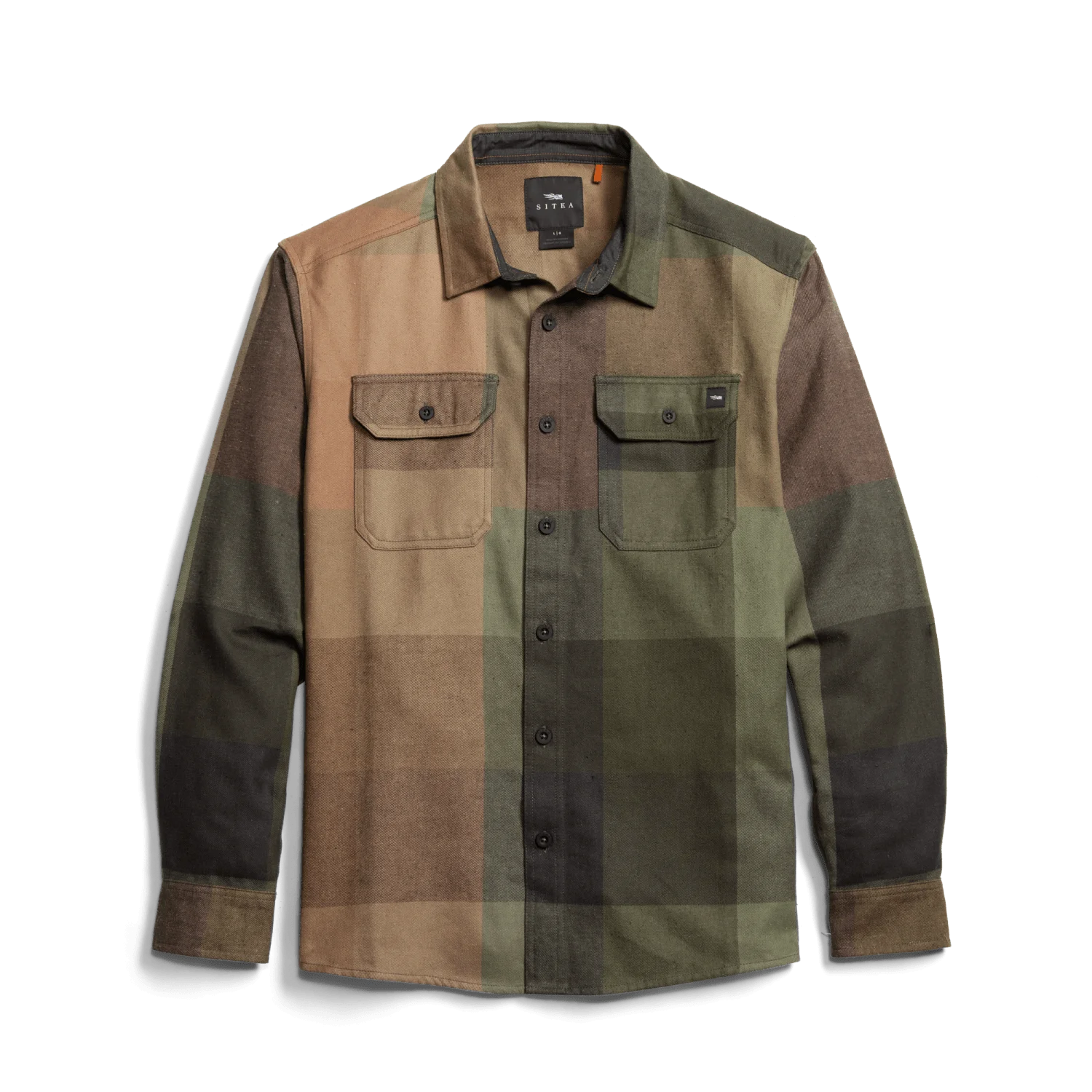 Sitka Hardwood Heavy Weight Flannel Shirt Olive Green Fall Plaid