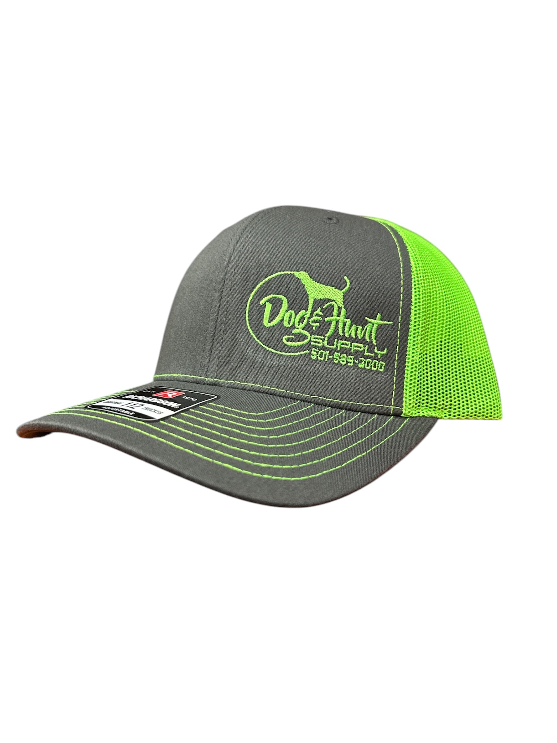 Dog and Hunt Gray w/ Lime Green Mesh Hat