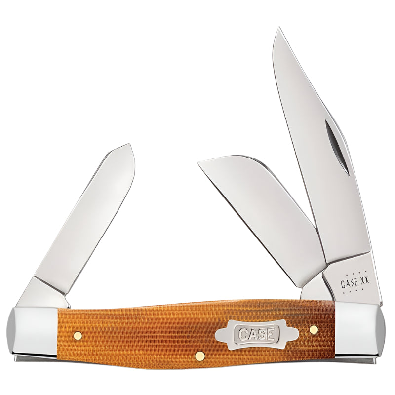 Case AWTC Natural Canvas Micarta Hunting Heritage Large Stockman w/ wooden box