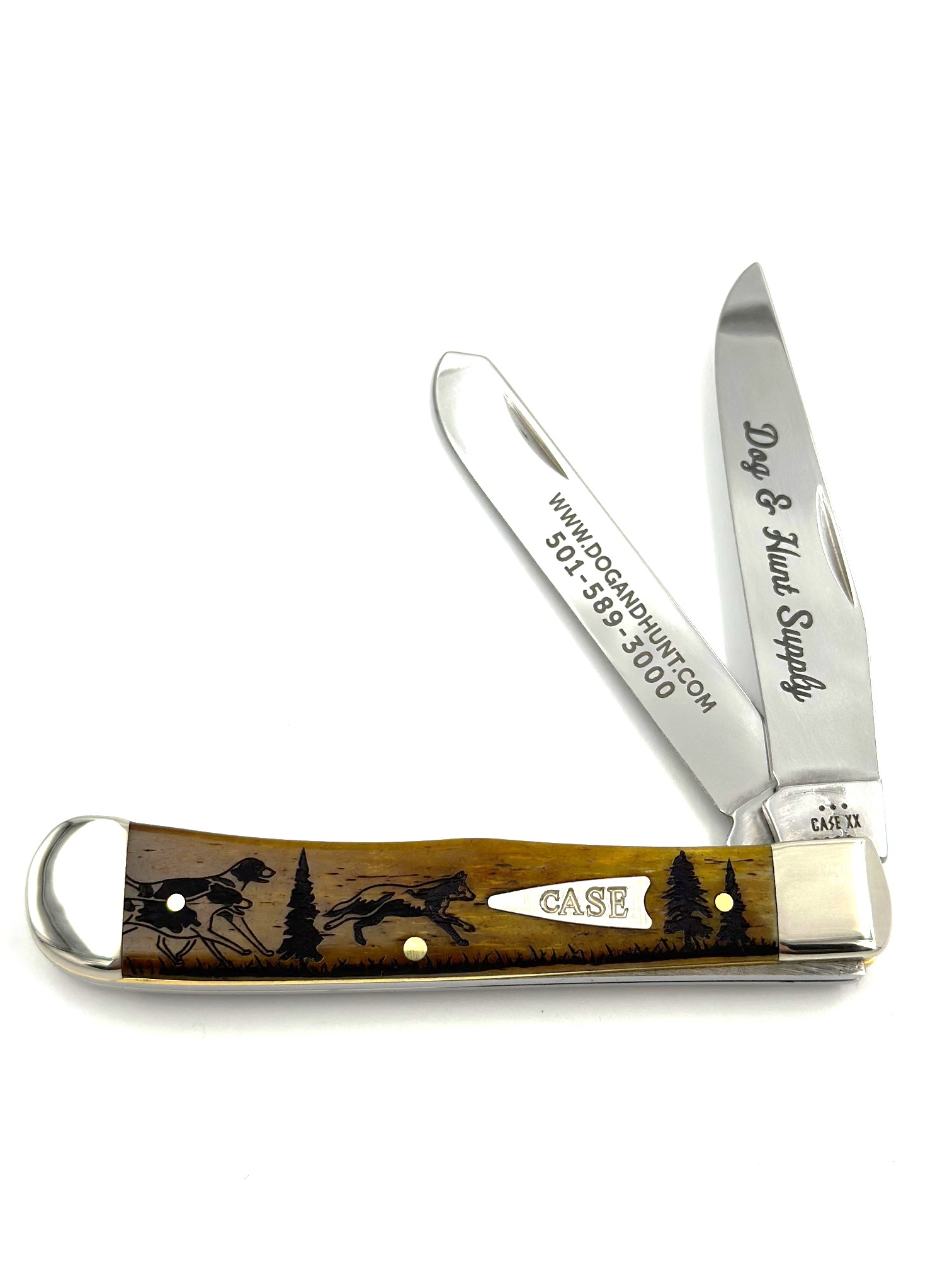 CASE 06660 - COYOTE HUNT ANTIQUE BONE SMOOTH TRAPPER  KNIFE