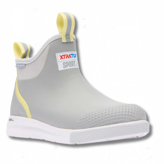 XtraTuf Women's 6in Ankle Deck Sport Boot - Gray/Yellow
