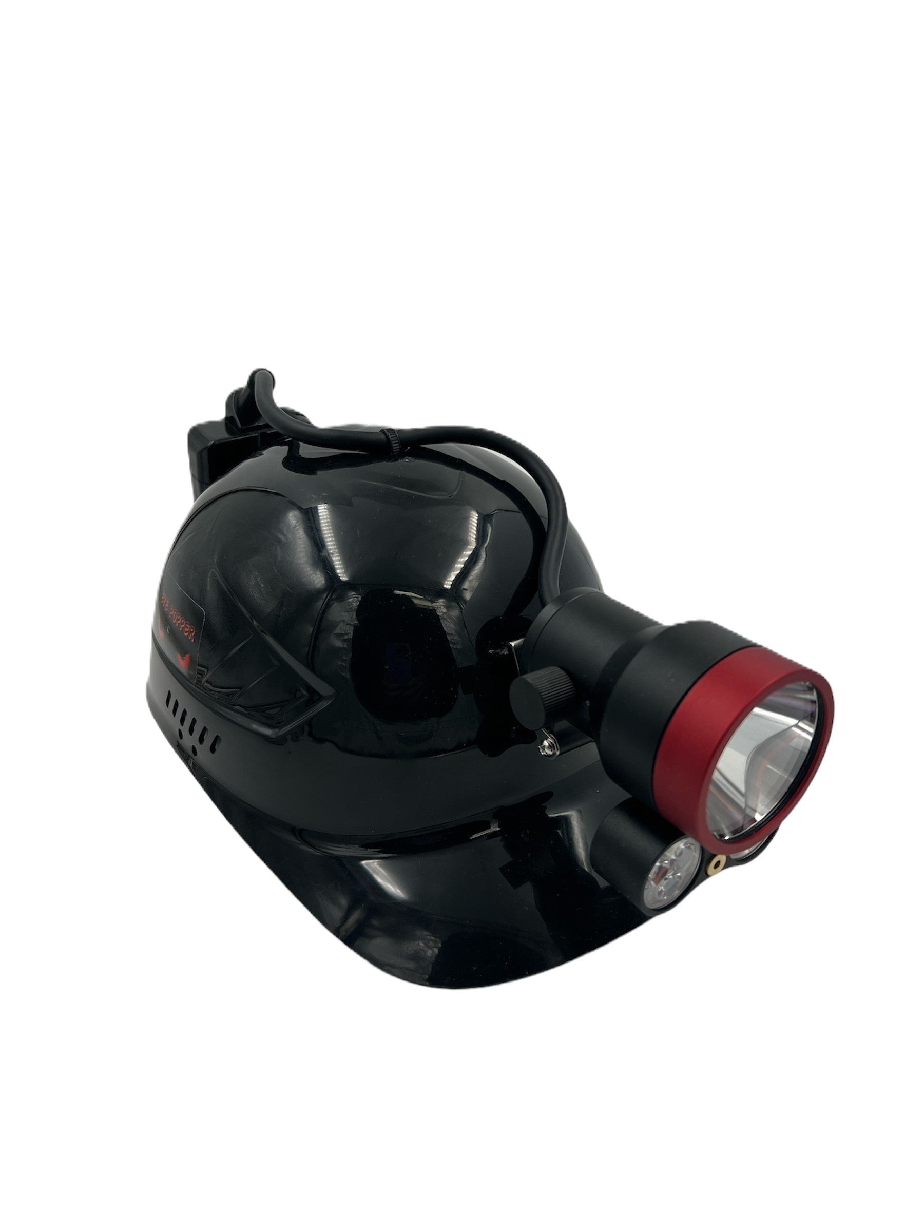 Where is the on/off switch on the Yoder Eye Popper coon light?