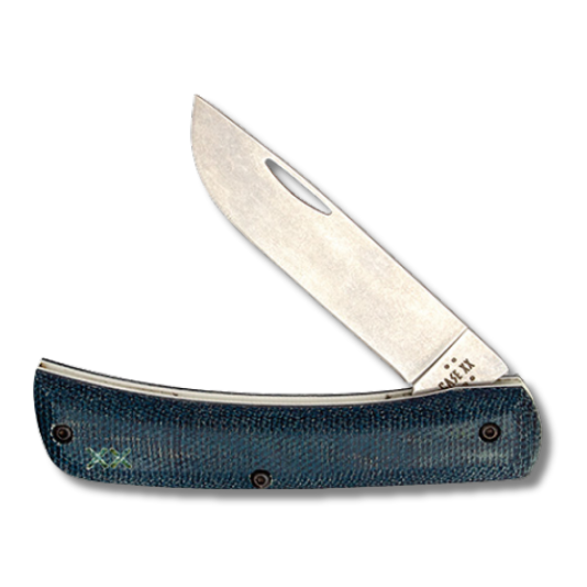 Case 10808 - Blue Denim Canvas Laminate w/ White G-10 SM XR Sod Buster JR