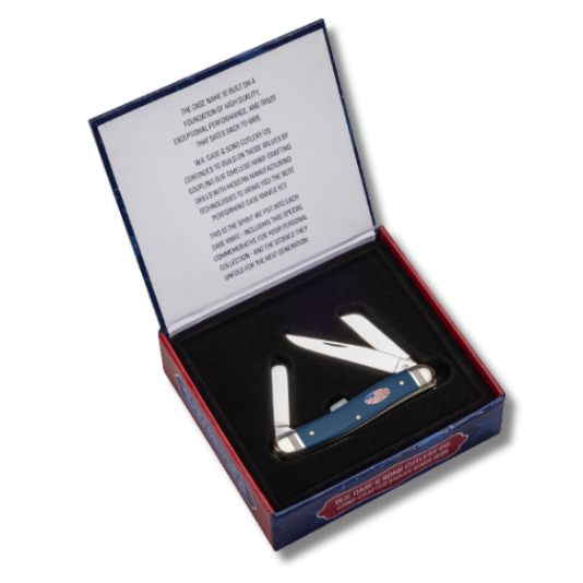 Case 10863 - Navy Blue Synthetic Smooth Medium Stockman w/ Cigar Box