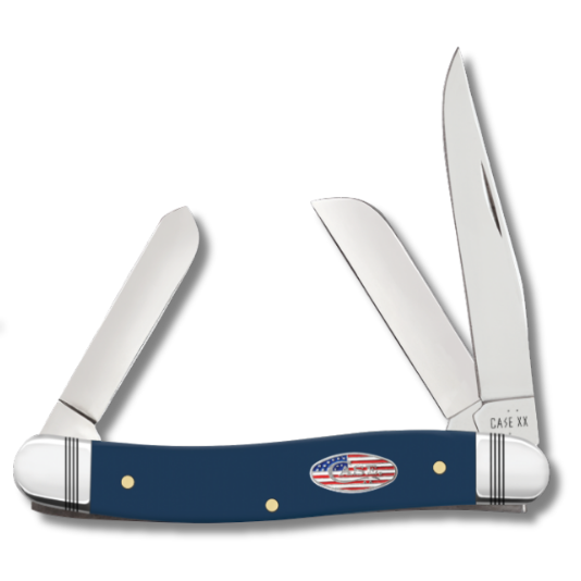 Case 10863 - Navy Blue Synthetic Smooth Medium Stockman w/ Cigar Box