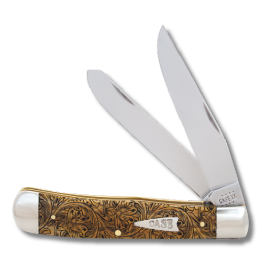 Case AWTC54WT - Smooth Antique Bone Western Tooled Trapper