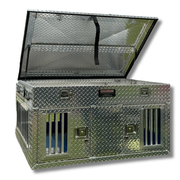 OWENS 55012 HUNTER SERIES DOUBLE COMPARTMENT WITH TOP STORAGE / 48 W X 45 D X 26 H / ALL SEASONS VENTS / DIAMOND TREAD ALUMINUM / OWENS PRODUCTS