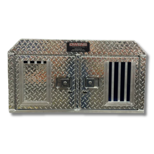 Dog Box 55017 Hunter Series Double Compartment / 36 W x 30 D x 19.75 H / ATV UTV SUV / Standard Vents / Diamond Tread Aluminum / Owens Products