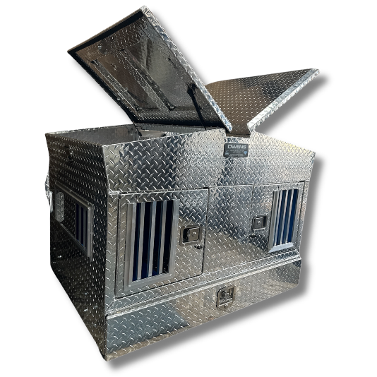 Dog Box 55105 Double Compartment Top And Bottom Storage UTV Dog Box / 48 W X 34 D X 38 H / All Season Vents / Diamond Tread Aluminum / Owens Products