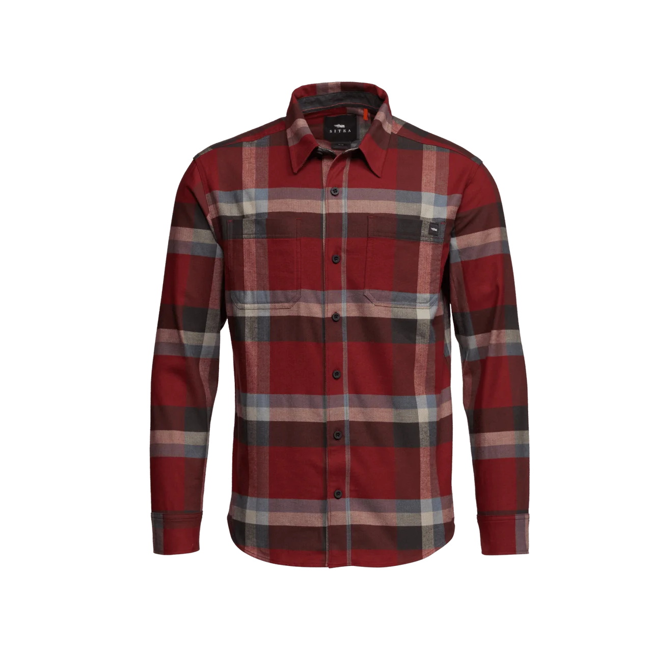 Sitka Ashland Light Weight Flannel Shirt Dark Red Fall Plaid