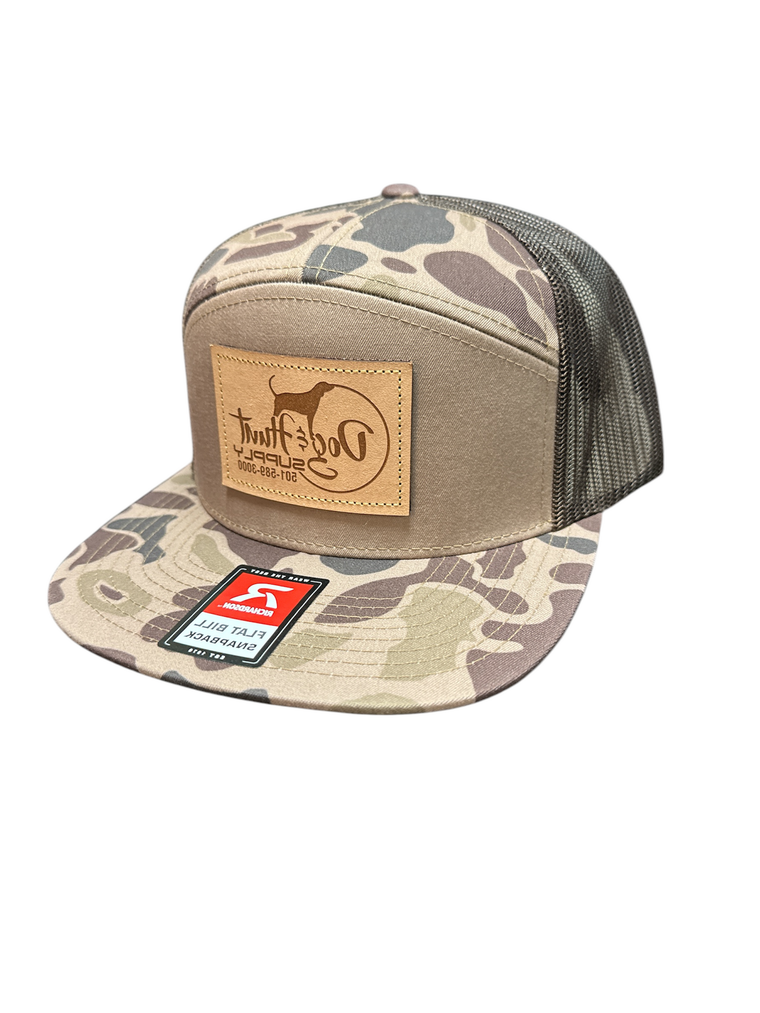 Dark Duck Camo Hat with Patch Flat Bill
