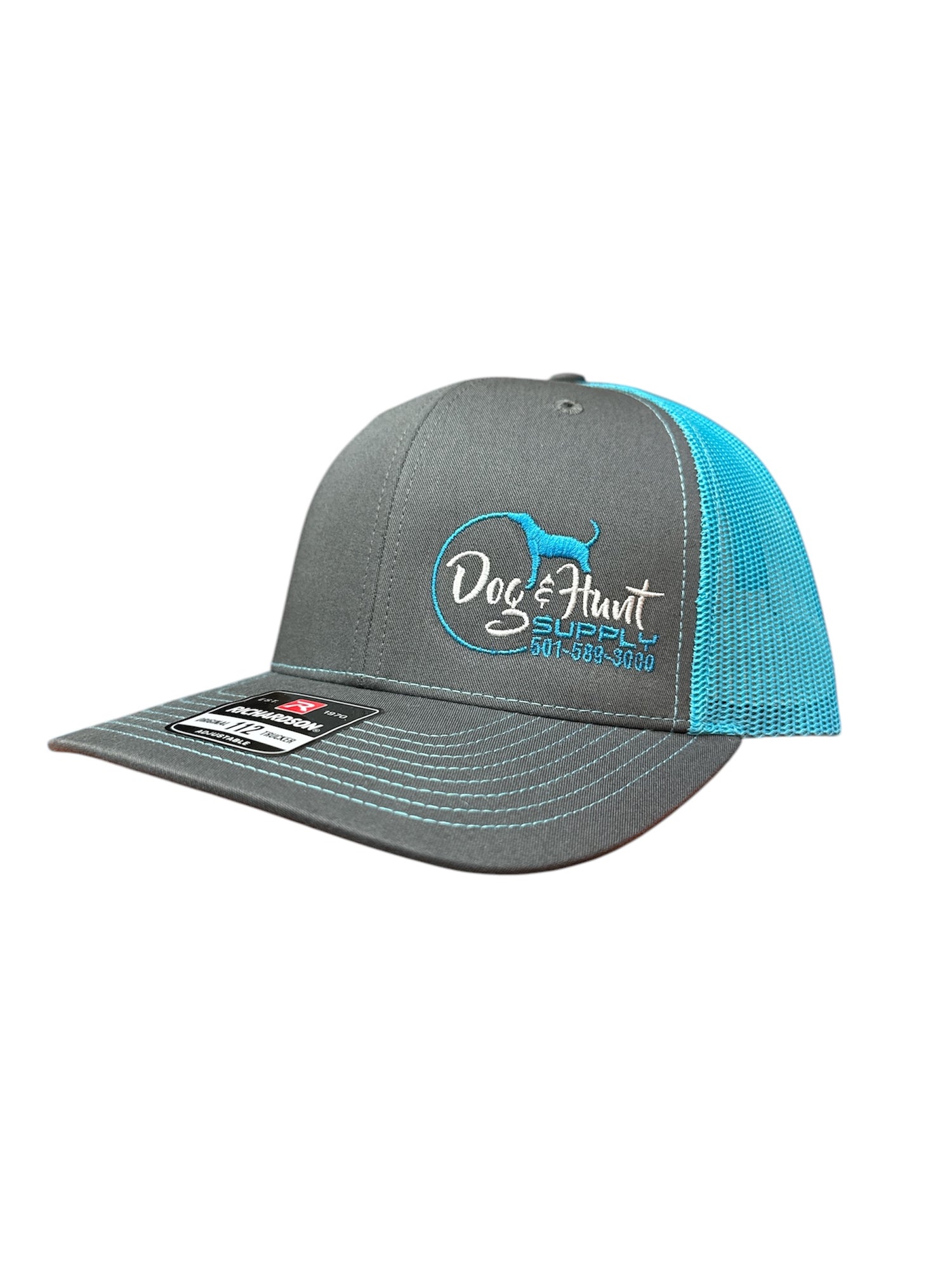 Dog and Hunt Gray w/ Bright Blue Mesh Hat