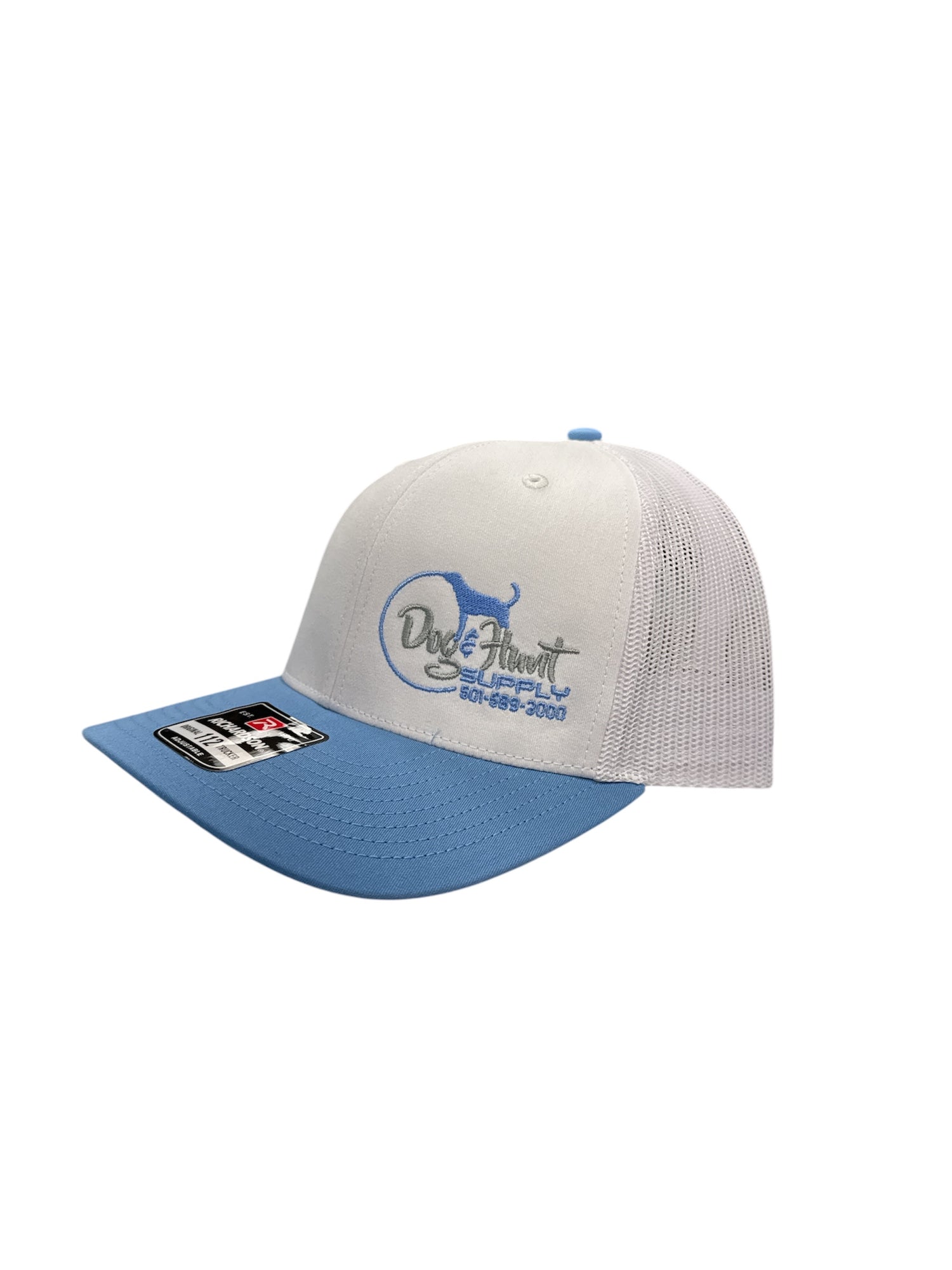 Dog and Hunt White & Blue Hat w/ White Mesh