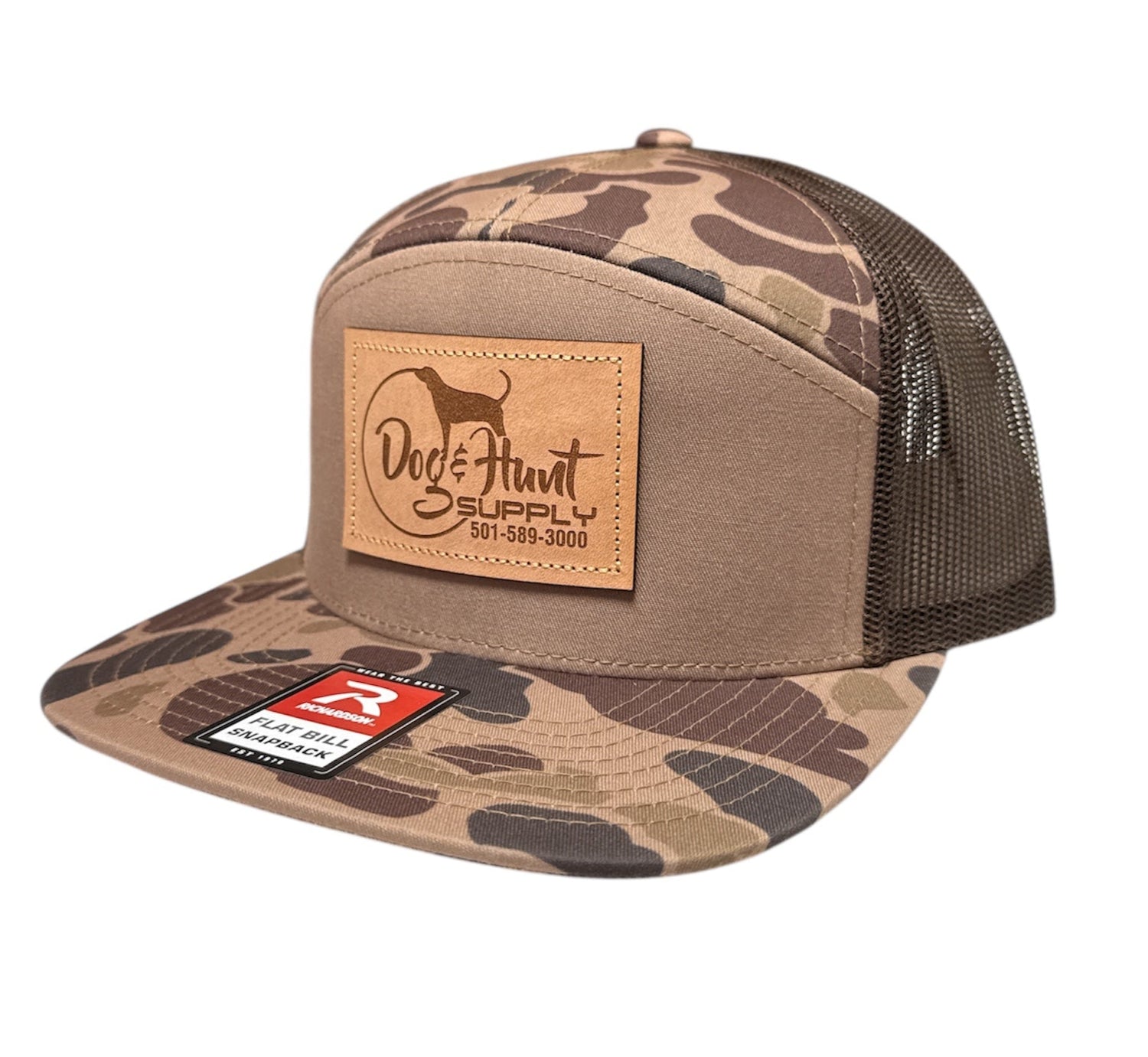 Dark Duck Camo Hat with Patch Flat Bill