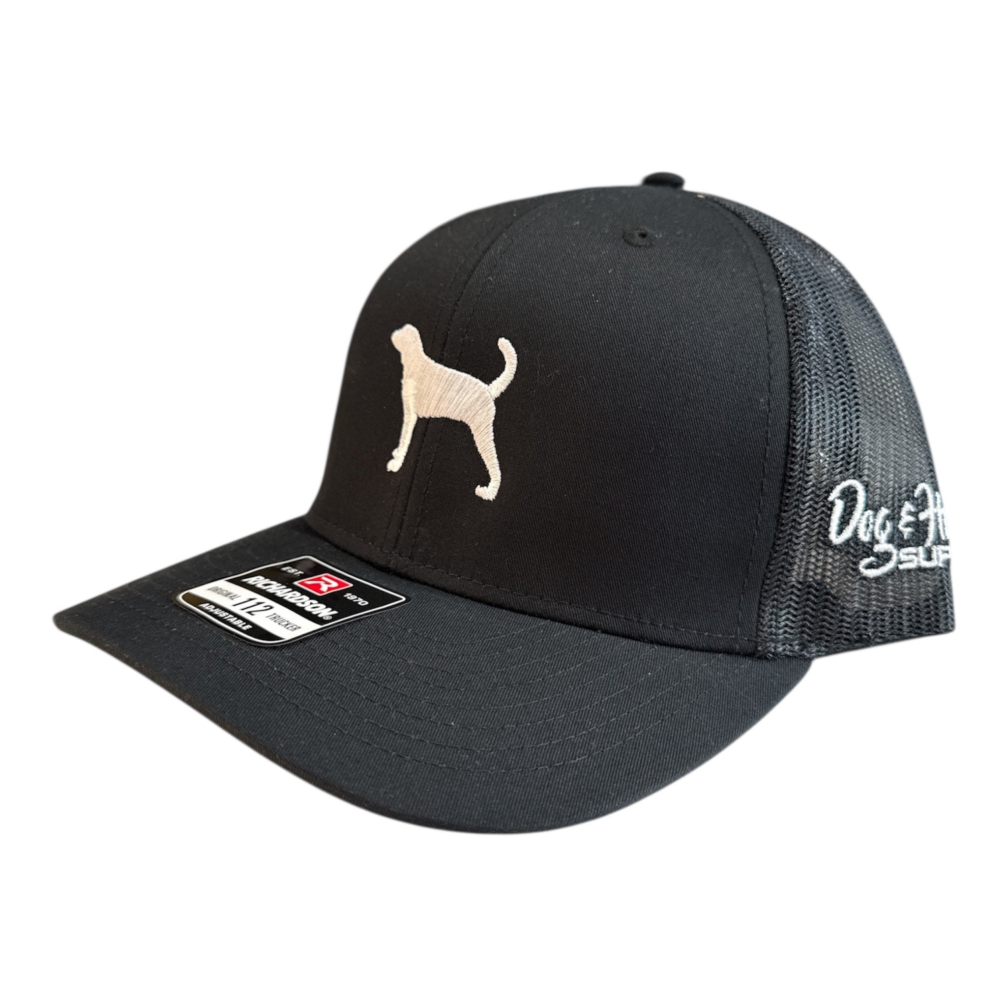 Dog and Hunt White Dog Logo Black w/ Black Mesh