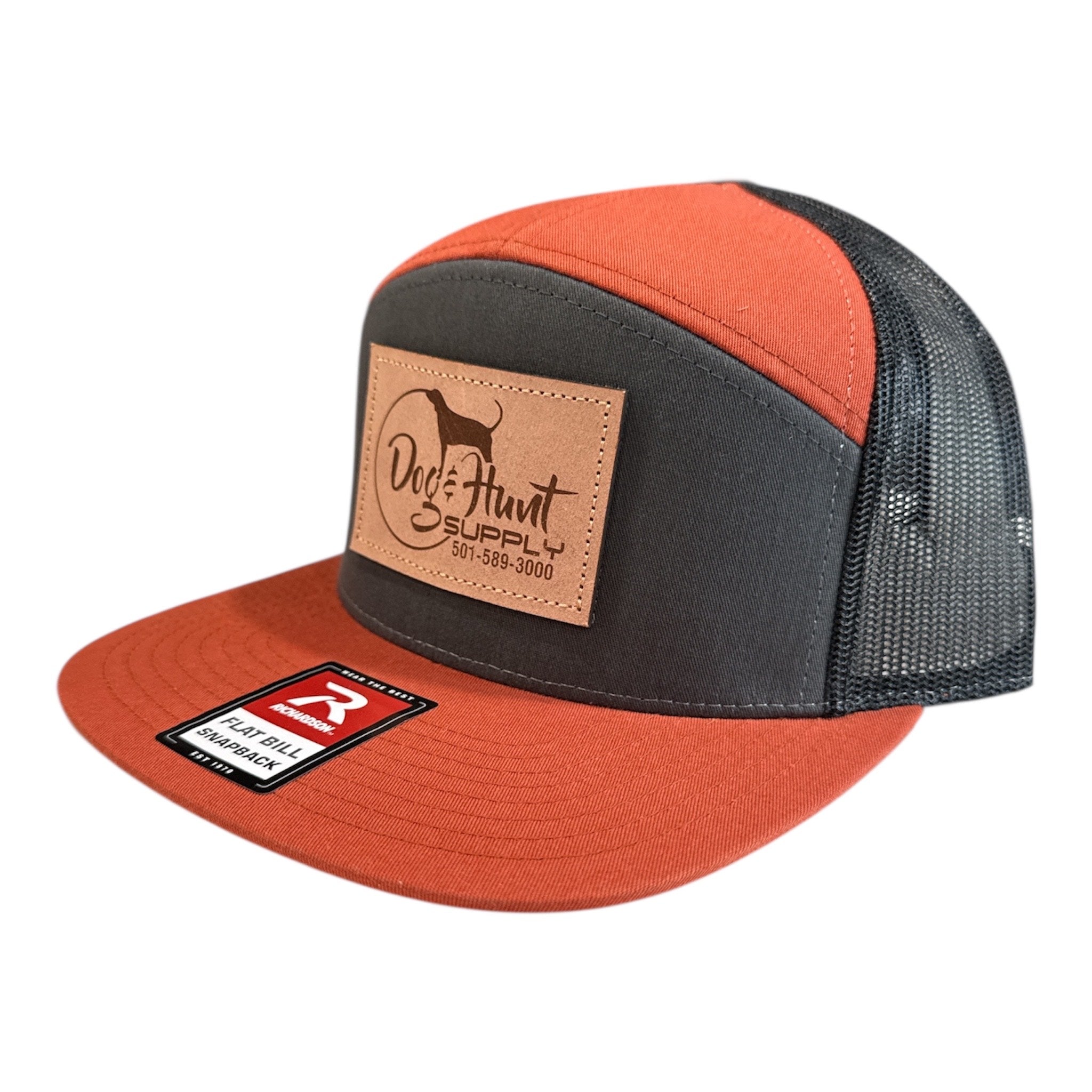 Dog and Hunt 5 Panel Orange & Gray Patch Flat Bill
