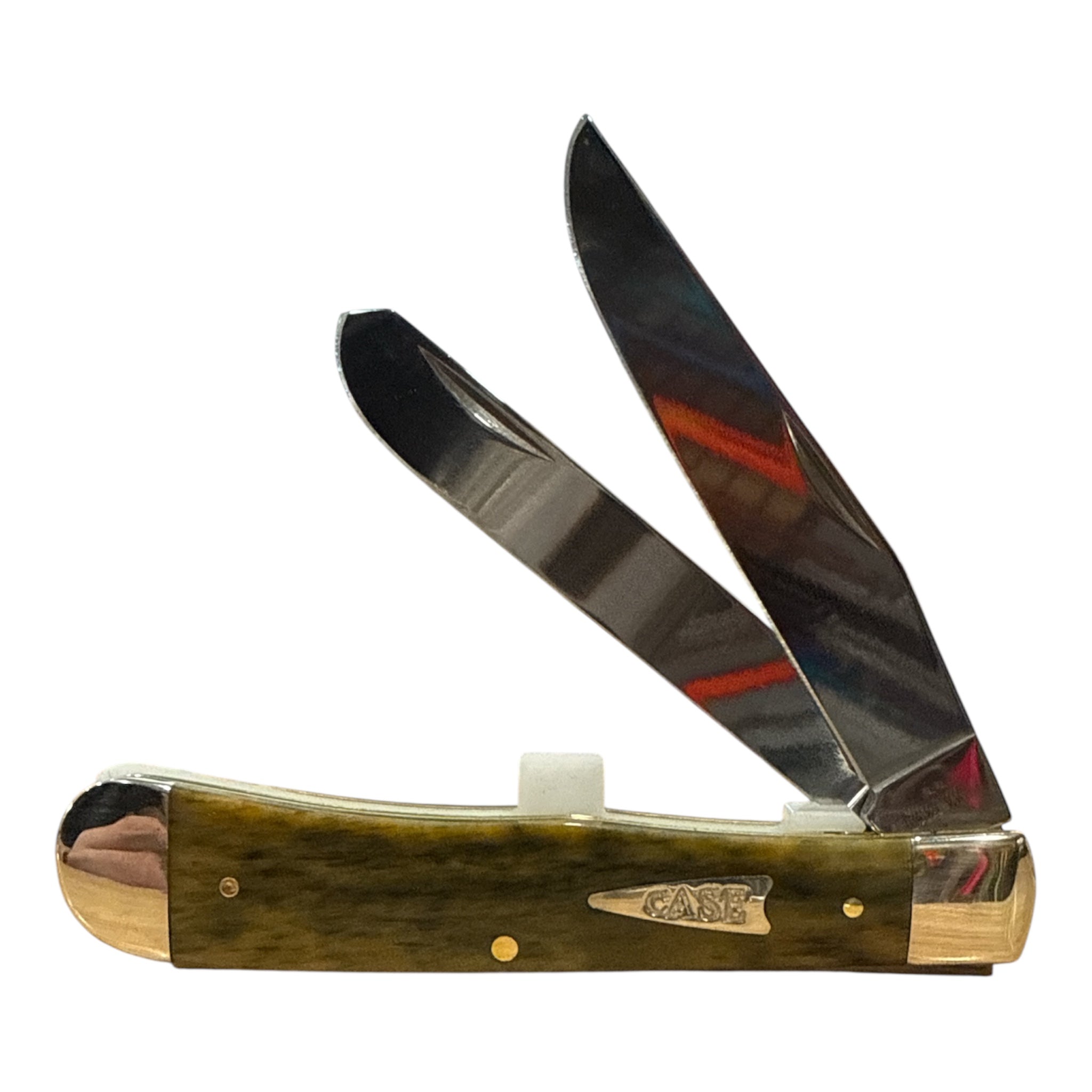 Case 10865 - Olive Green Bone Smooth Trapper w/ Tin