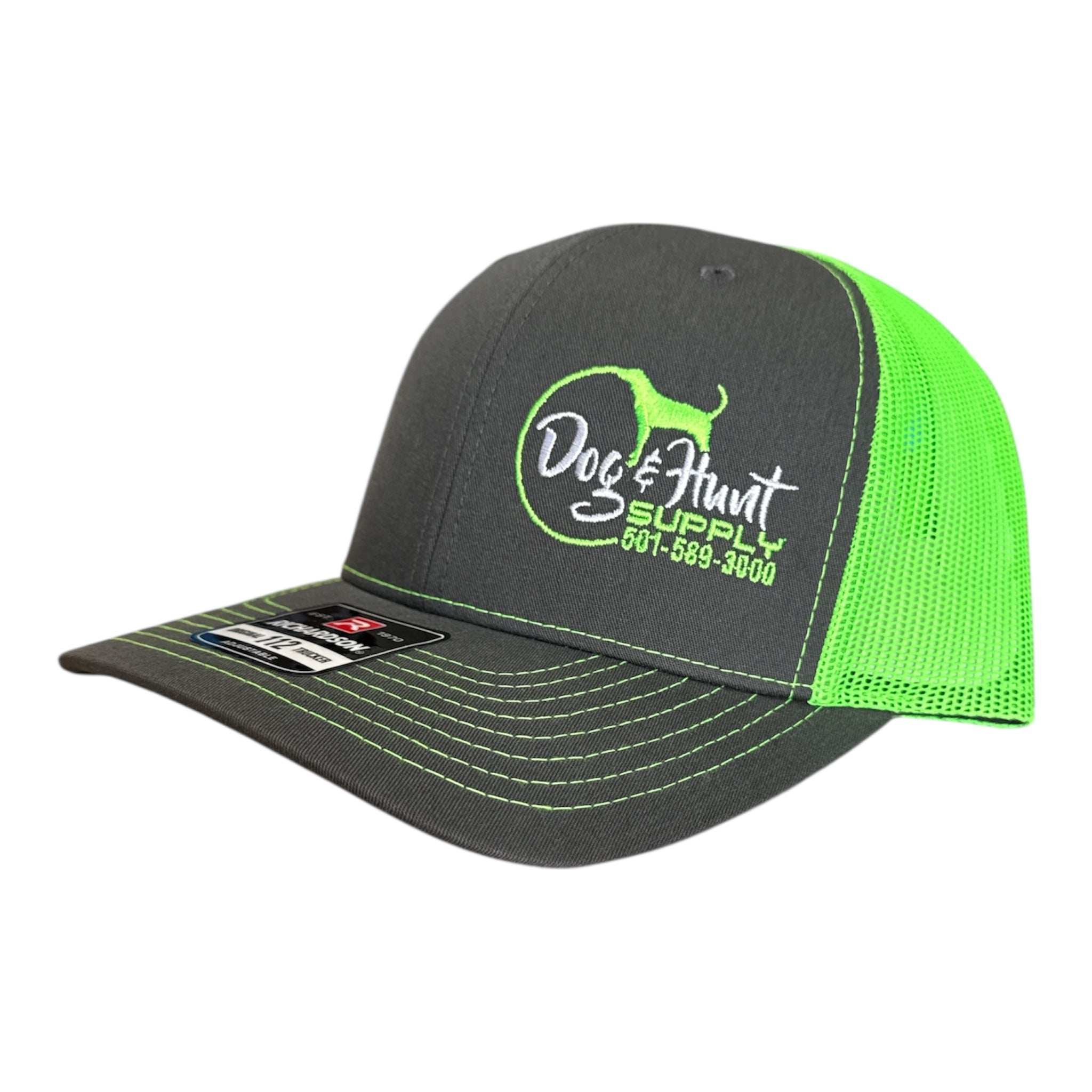 Dog and Hunt Gray w/ Lime Green Mesh Hat