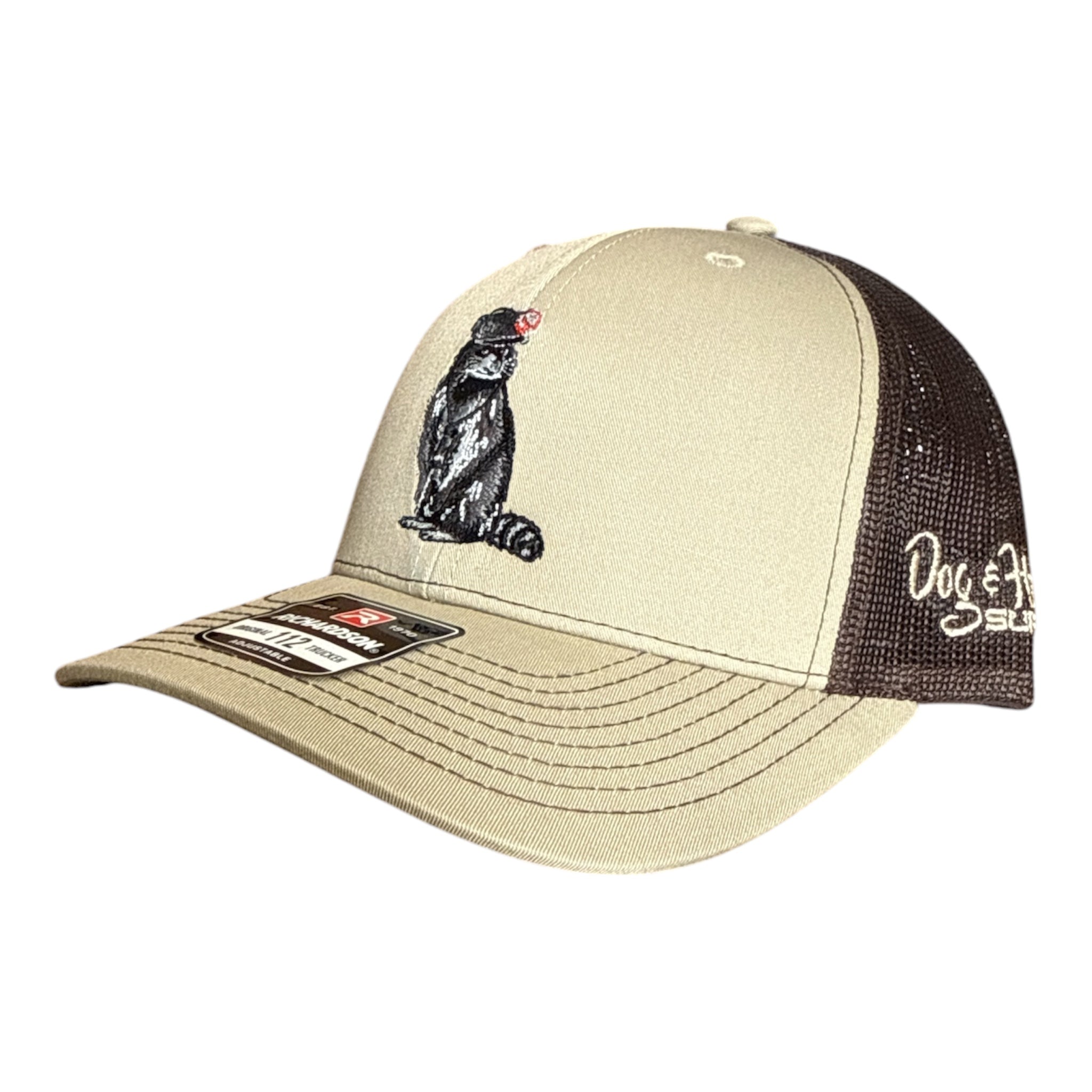 Dog and Hunt Coon Hunter Cream w/ Brown Mesh Hat