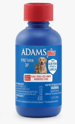Adams Plus Flea & Tick Pyrethrin Pet Dip, Clear, 4-fl oz bottle