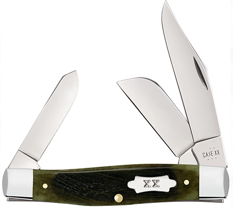 Case 39232 - Olive Green Bone Sawcut Jig Large Stockman