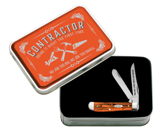 Case AWTC07CT - Contractor Smooth Orange Synthetic Mini Trapper Gift Set