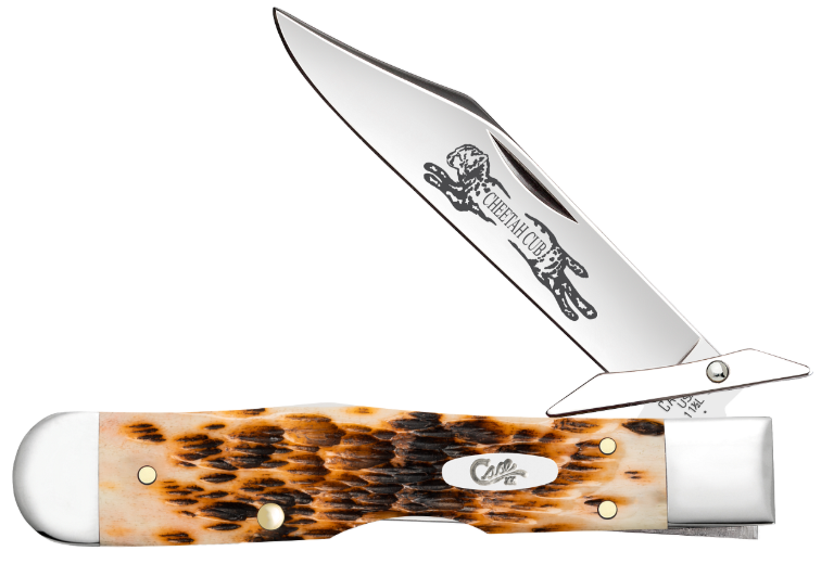 Case 10812 - Amber Bone Peach Seed Jig Cheetah Cub