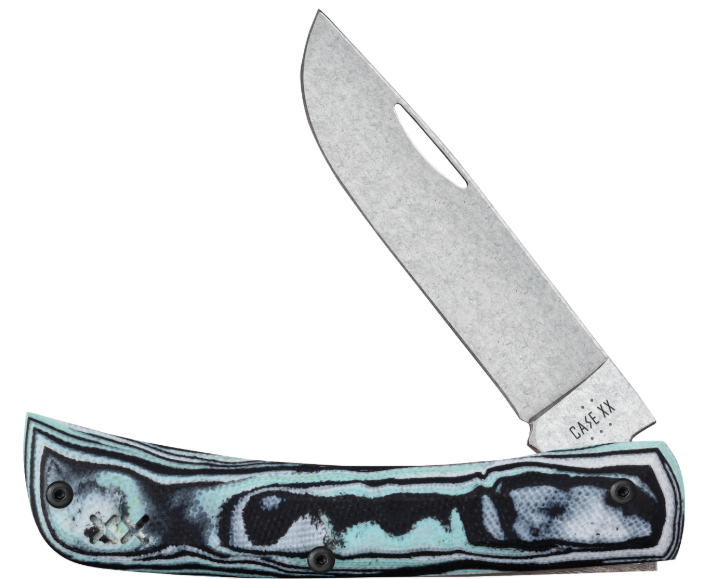 Case 66384 - Seafoam Green Burl G-10 Smooth XR Sod Buster Jr w/ Clip