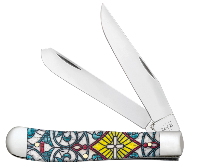 Case 38817 - Stained Glass Cross Natural Bone Color Wash Trapper