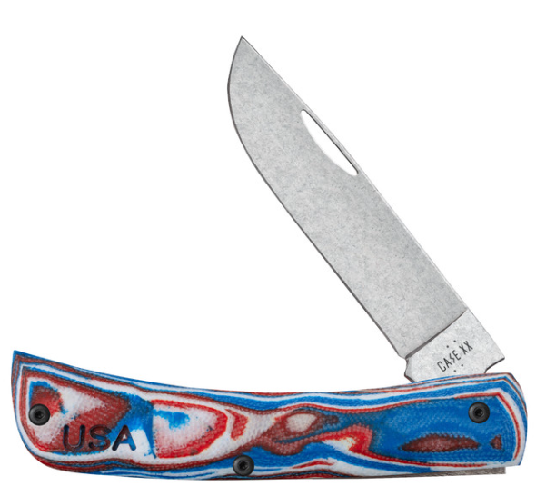 Case 66386 - Red/White/Blue Burl G-10 Smooth XR Sod Buster JR