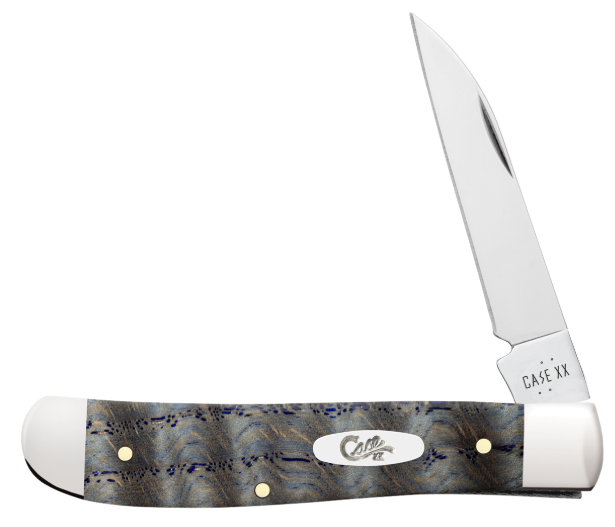 Case 47491 - Blue Curly Oak Wood Smooth Mini Trapper