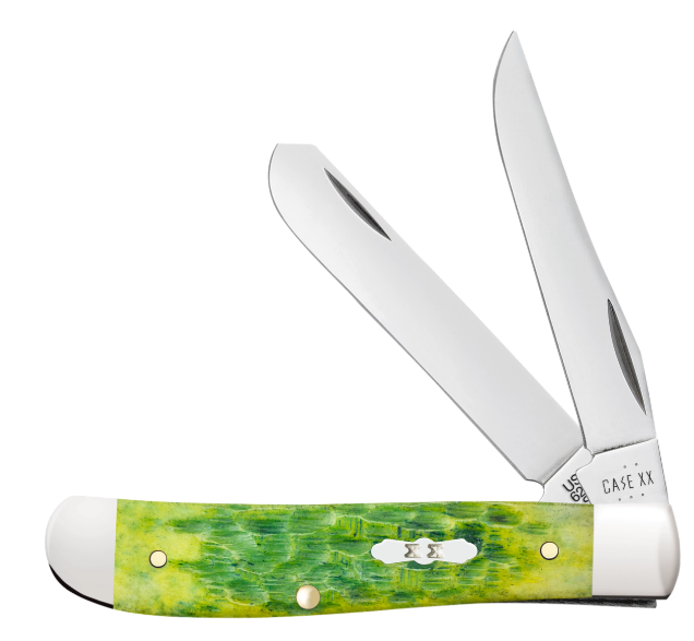 Case 27861 - Green Apple Bone Peach Seed Jig Mini Trapper