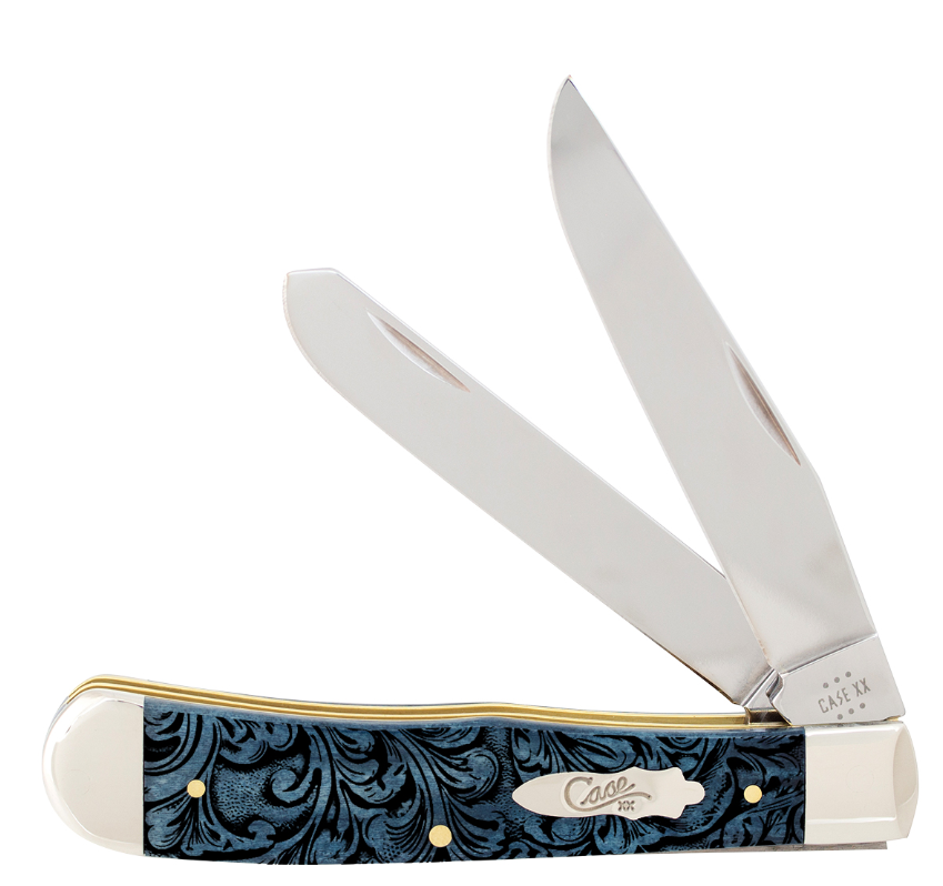 Case AWTC54BT - Smooth Mediteranean Blue Bone Western Tooled Trapper