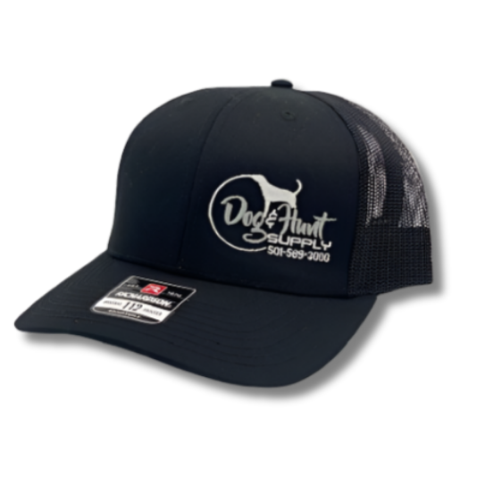 Dog and Hunt Black w/ Black Mesh Hat White Logo