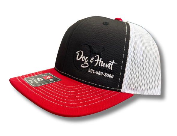 Dog and Hunt Black w/ White Mesh & Red Bill