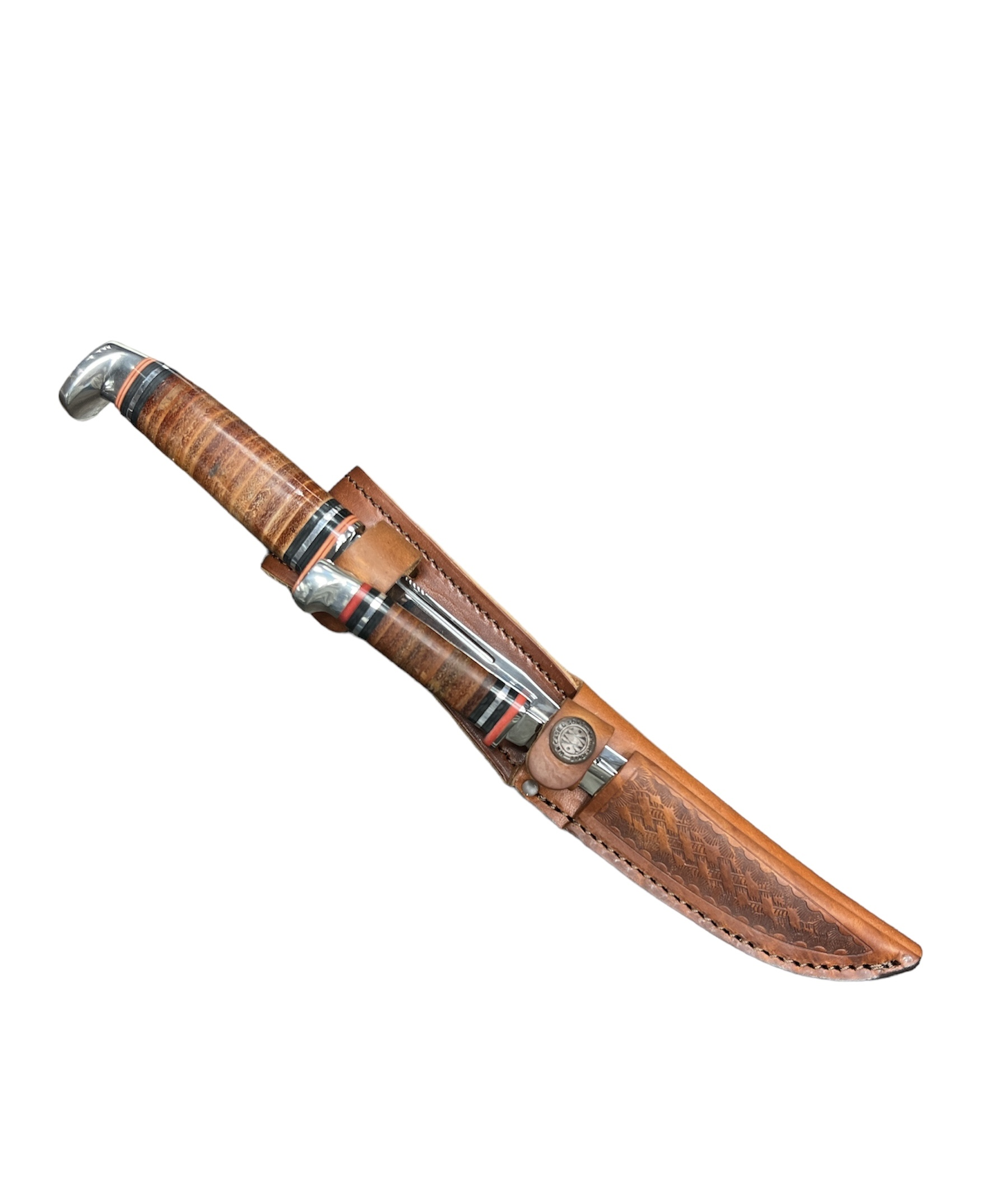 CASE 00372 Leather Hunting 2 Knife Set w/ Leather Sheath