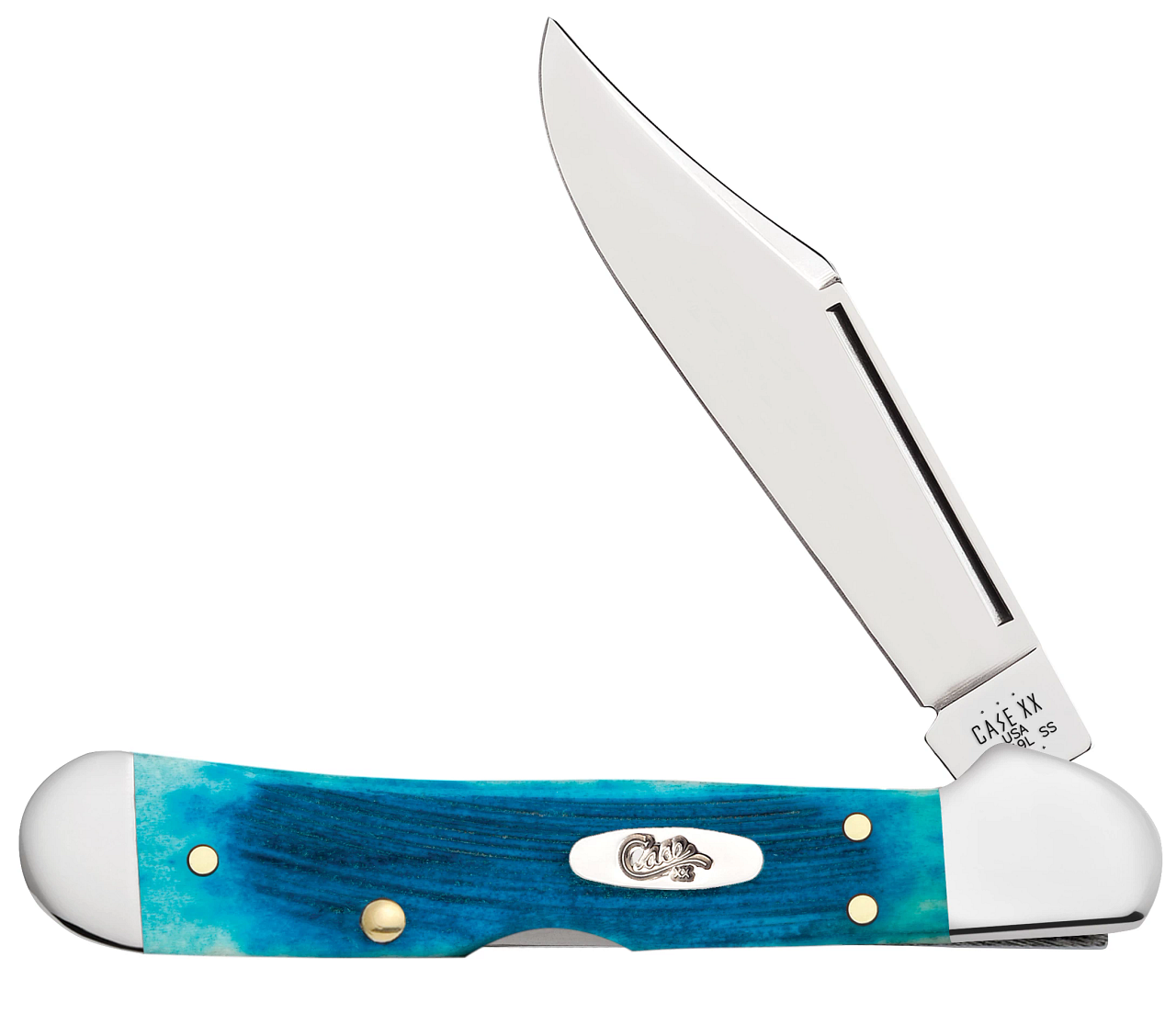 CASE 25585 Caribbean Blue Bone Sawcut Jig Mini CopperLock