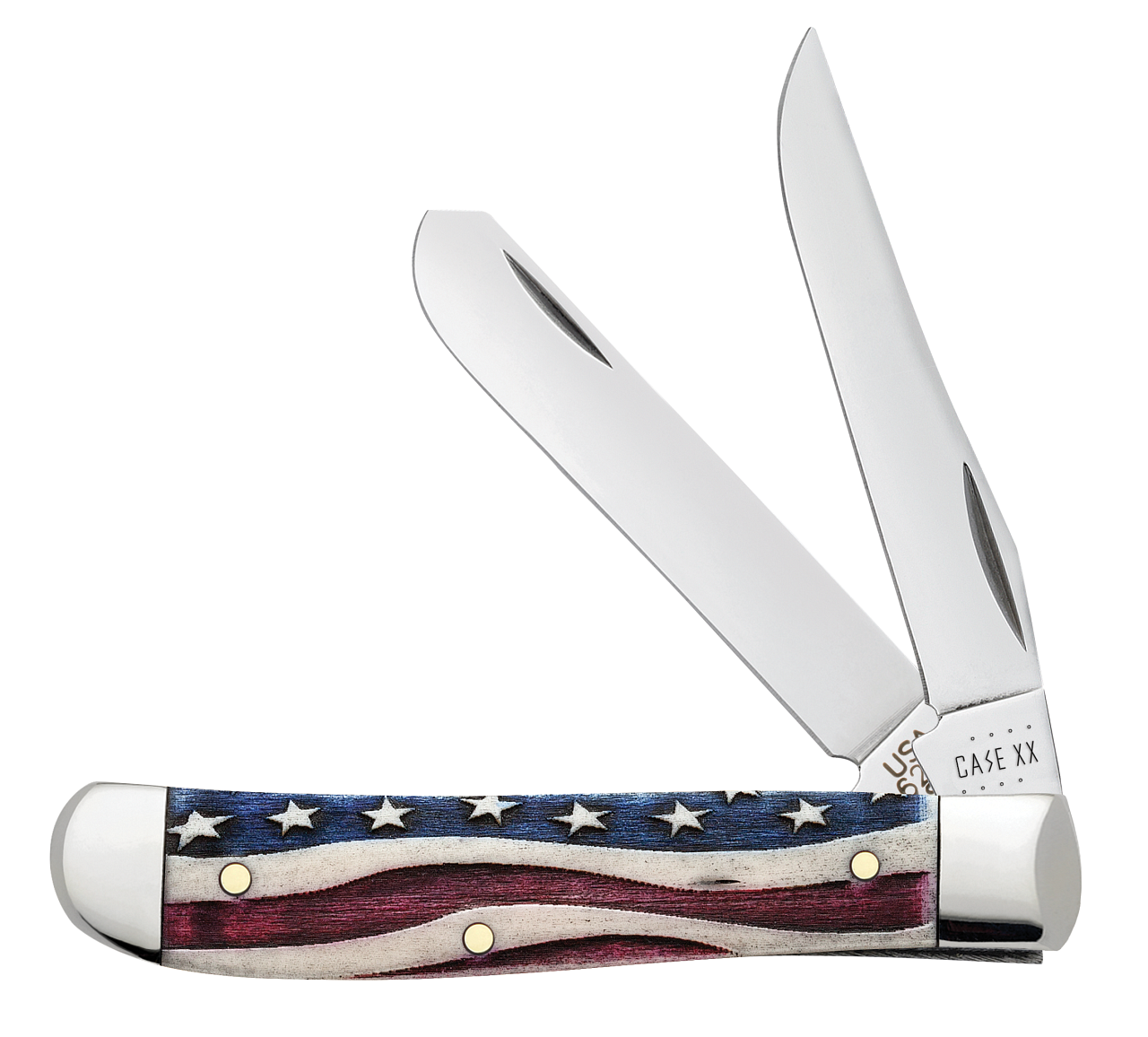 Case 64135 Star Spangled Natural Bone Color Wash Mini Trapper