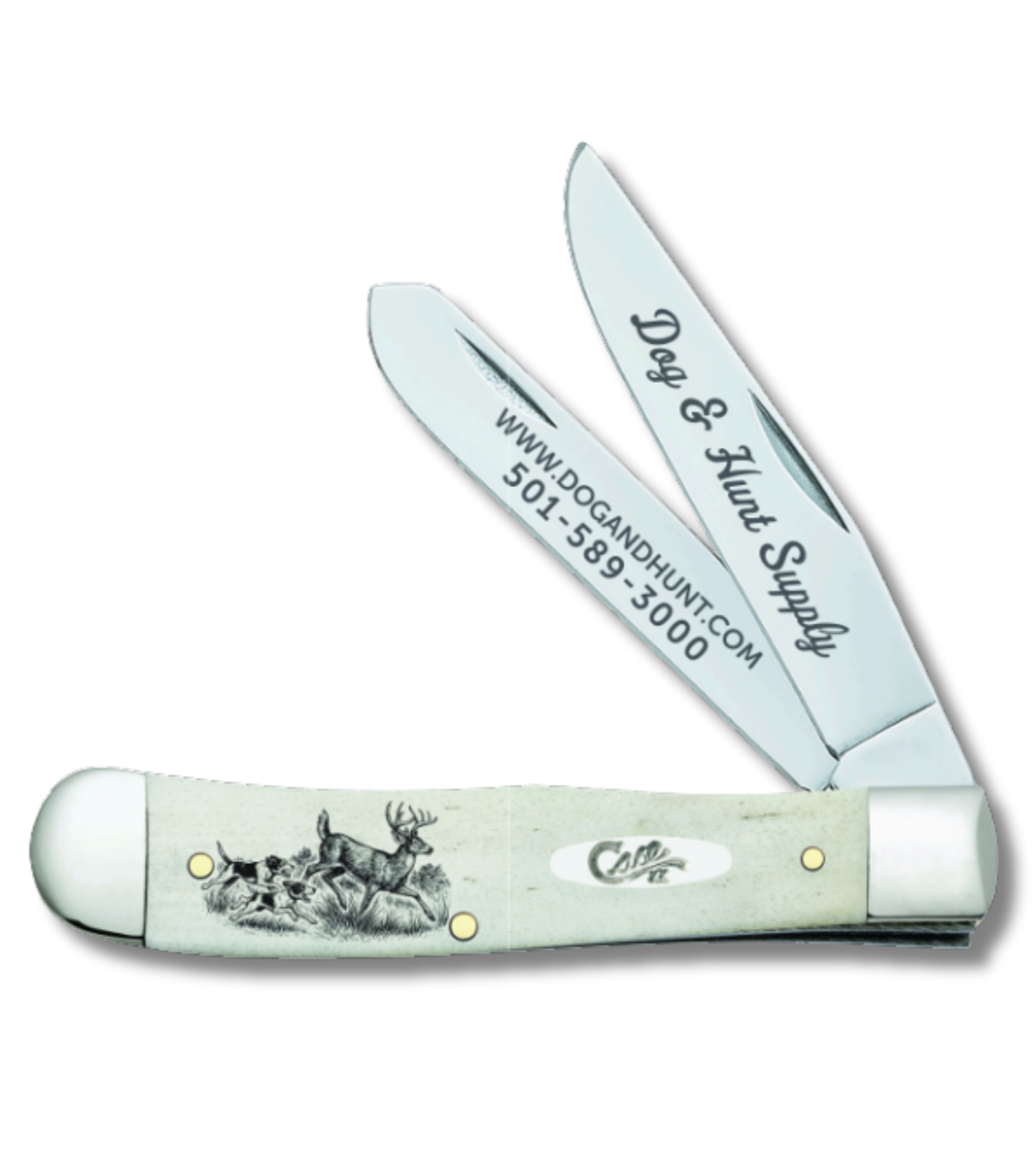 Case 91445 - Deer & Dog Natural Bone Smooth Trapper