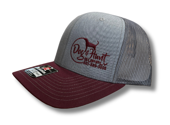 Dog and Hunt Gray w/ Gray Mesh & Maroon Bill Hat
