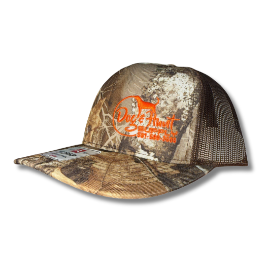 Dog and Hunt Mossy Oak with Brown Mesh - Orange Logo