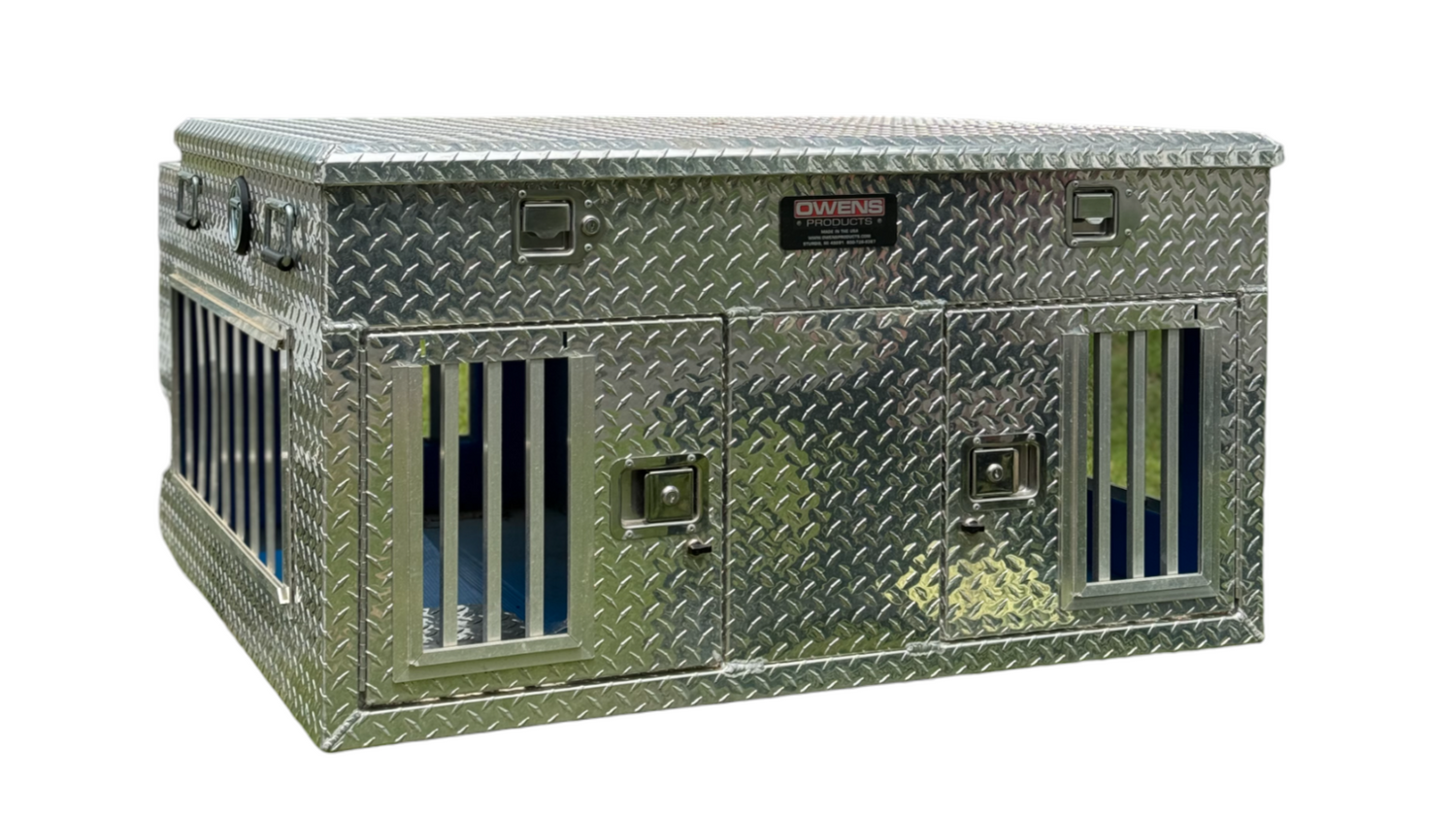 OWENS 55012 HUNTER SERIES DOUBLE COMPARTMENT WITH TOP STORAGE / 48 W X 45 D X 26 H / ALL SEASONS VENTS / DIAMOND TREAD ALUMINUM / OWENS PRODUCTS