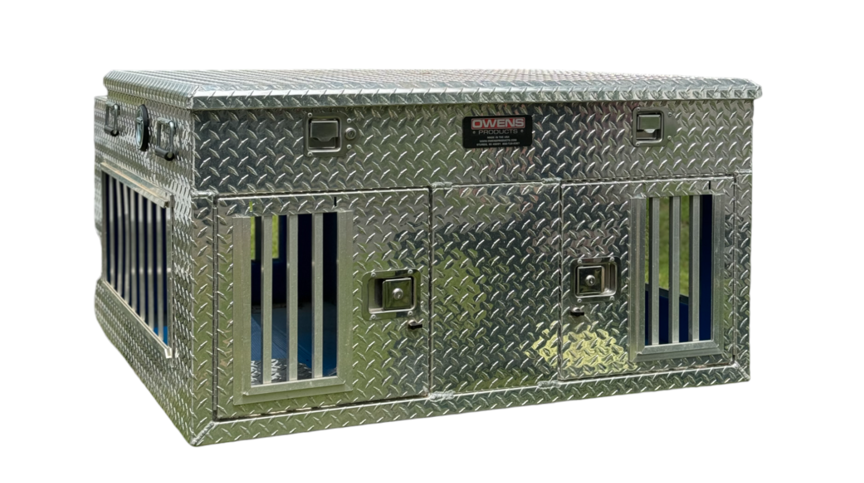 OWENS 55012 HUNTER SERIES DOUBLE COMPARTMENT WITH TOP STORAGE / 48 W X 45 D X 26 H / ALL SEASONS VENTS / DIAMOND TREAD ALUMINUM / OWENS PRODUCTS