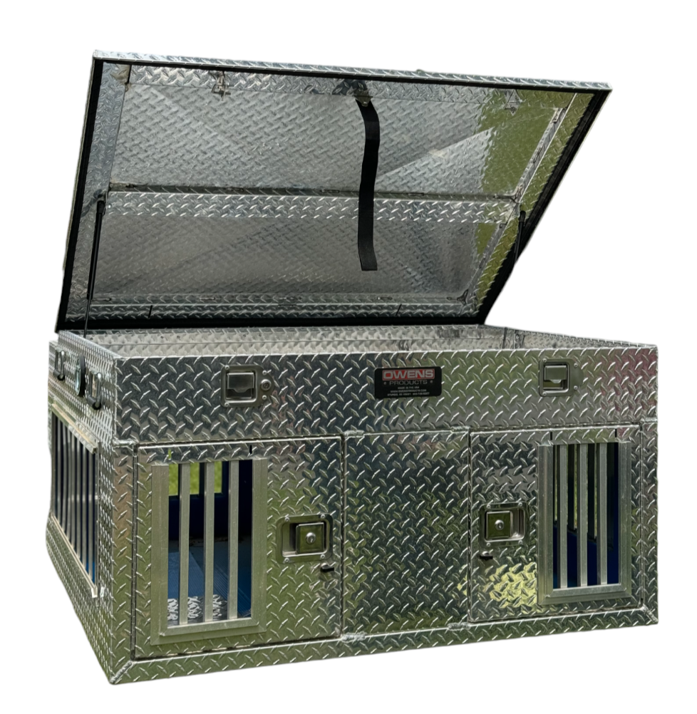 OWENS 55012 HUNTER SERIES DOUBLE COMPARTMENT WITH TOP STORAGE / 48 W X 45 D X 26 H / ALL SEASONS VENTS / DIAMOND TREAD ALUMINUM / OWENS PRODUCTS