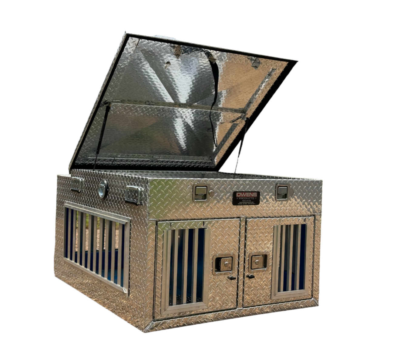 OWENS 55011 HUNTER SERIES DOUBLE COMPARTMENT WITH TOP STORAGE / 38 W X 45 D X 26 H / ALL SEASONS VENTS / DIAMOND TREAD ALUMINUM / OWENS PRODUCTS